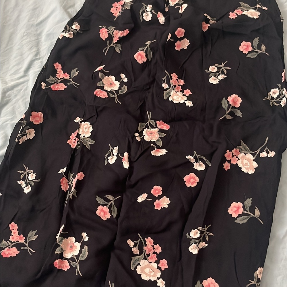 Hollister Black high rise skirt with Pink Floral Design